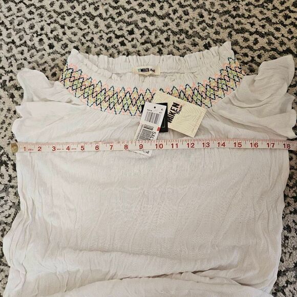 Miken Neon Embroidered Cold Shoulder Swim Coverup Dress Size XS in White - Picture 5 of 5